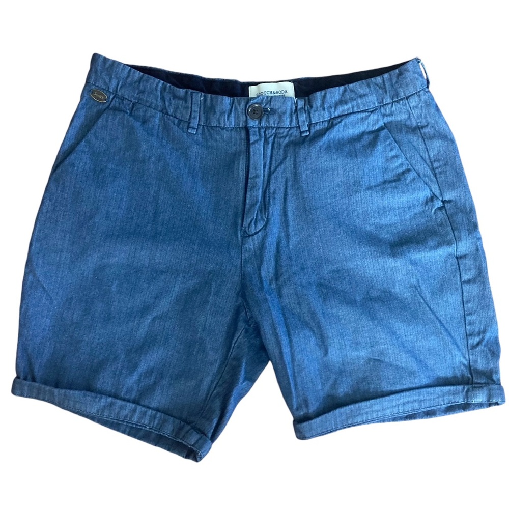 Scotch & Soda Men's‎ Shorts Sea You Bermuda Shorts Pattern Blue Denim W 30
